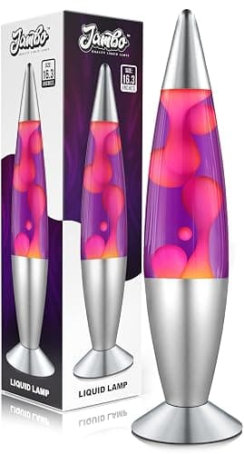 JAMBO 16" Beautiful Lamp- Purple with Pink Wax, Relaxing Liquid Light, Night Light Nightlight, Home Decor Living Room Office Bedroom Lamp for Adults Teens Kids, Magma Motion - Image 1
