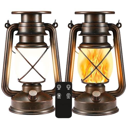 Solar Lantern Outdoor, Hanging Solar Lights Flickering Flame LED Vintage Lantern, Waterproof Camping Lamps, Auto On/Off Landscape Decor for Table Patio Garden Yard Pathway Porch, 2 Pack - Image 1
