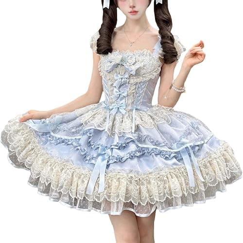 Cuteighteen Lolita Dress Teens Pink Cute Summer Sleeveless Kawaii Lace Graduation Cocktail Party Halloween Juniors Dresses - Image 1