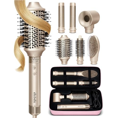 ELLA BELLA® 6 in 1 Professional Hot Air Styler • Powerful Hair Dryer & Straightener Set • Styling Without Heat Damage • Fast Drying Curling Volumizing Straightening • Includes Protective Travel Case - Image 1