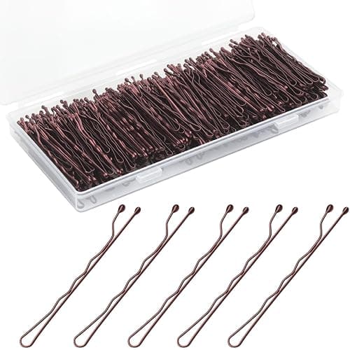 300 Pcs Bobby Pins Brown for Women and Girls, Reusable Invisible Wave Non Slip Brown Hair Pins, 2Inches Bulk With Storage Box - Brown - Image 1