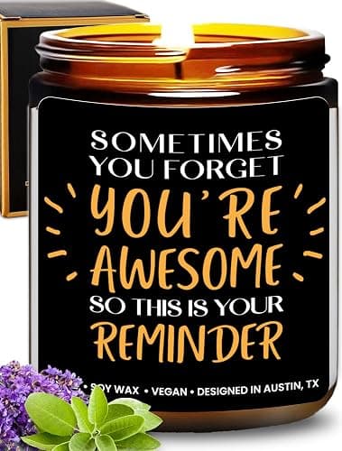 Sometimes You Forget You're Awesome Candle, Inspirational Gifts for Women, Stress Relief Gifts for Women, Appreciation Gift for Coworkers, Appreciation and Encouragement Presents for Men and Women - Image 1