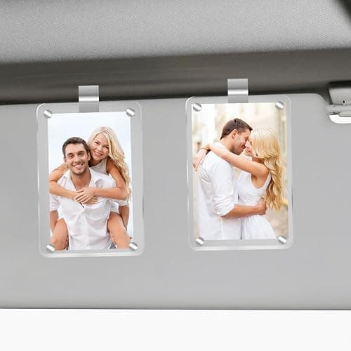 2Pcs Car Picture Holder, Acrylic Magnetic Personalized Photo Holder Car Accessories Car Photo Holder Car Visor Clip, Personalized Car Picture Frame, Suitable for Adding Family or Personal Photos - Image 1