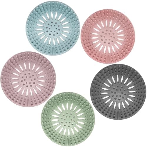 Gotega Bathroom Sink Drain Strainers, Hair Catcher Shower Drain Covers Protector, Flexible TPR Material, Multiple Colors for Bathroom Tub Shower and Sink Hair Trap Garbage Disposal Parts, 5 Pack - Image 1