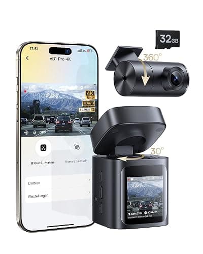 Baseus VD1 Pro Dashcam Auto Vorne Hinten 4K+1080P, Solar-Dashcam mit 14-Tägiger Batterie-Standby-Parkmodus, Dash Camera Auto mit Akku, STARVIS Nachtsicht, 5GHz WLAN, GPS, 32GB Karte - Image 1