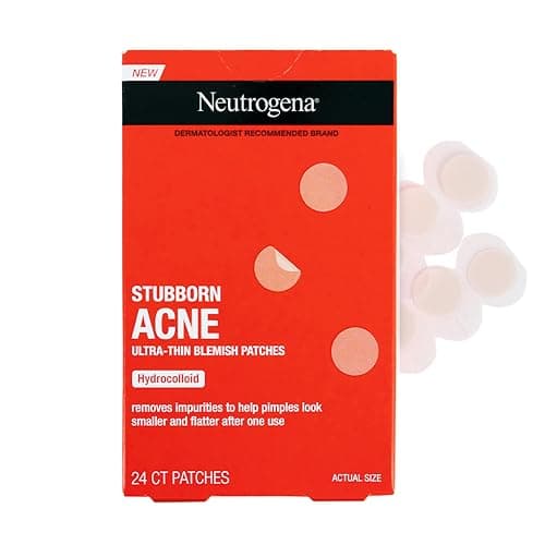Neutrogena Stubborn Acne Ultra-Thin Blemish Dots, Pimple Patches for Face, Acne Patches, Ultra-Thin Hydrocolloid Facial Stickers, Overnight Use, Suitable for All Skin Types, 24 Count - Image 1