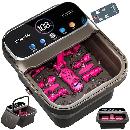OOAMBB Collapsible Foot Spa with Heat, Bubble,Temp Control,Remote Control, Color Touch Screen Foot Bath Massager with 6 Massage Rollers,Foot Soaking Tub,Pedicure Foot spa for Stress Relief (Deep Grey) - Image 1