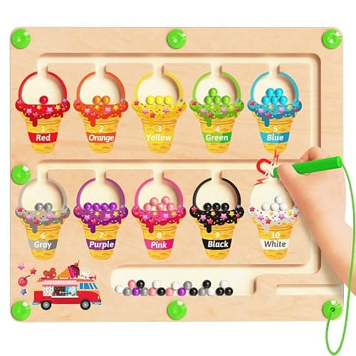 Magnetic Color and Number Maze, Montessori Toys for 2 3 4 Year Old, Wooden Color Matching Puzzle Board, Preschool Learning Activities Educational Toys for Ages 2-4 for Girls Boys Birthday Gifts - Image 1