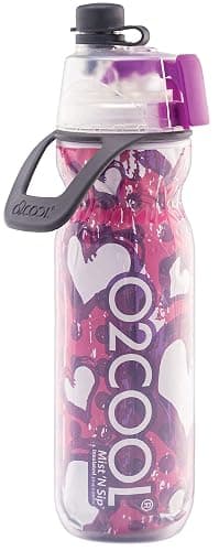 O2COOL Mist 'N Sip Misting Water Bottle 2-in-1 Mist And Sip Function With No Leak Pull Top Spout (Hearts) - Image 1