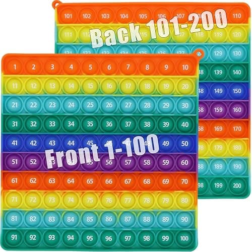 Double Side 1 100 200 Popper, Chart Pop, 200 Poper with Numbers, Square Popper for Elementary, Fidget Sensory Toy, Montessori Educational Gift for Kindergarten Classroom Kids 3 4 5 Year Old - Image 1