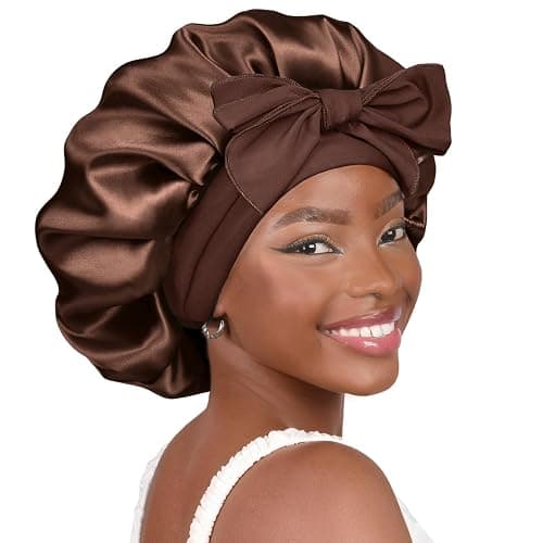 YANIBEST Silk Bonnet for Sleeping Women Adjustable Double Layer Satin Bonnet Reduce Friction Prevent Frizz Natural Curly Hair - Image 1