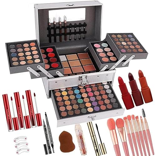 UNIFULL 132 Color All- In- One Makeup For Women Full Kit,Professional Makeup Kit,Makeup Gift Set for Women &Girls,Include eyeshadow/lipstick/concealer/Lip Gloss/Eyeliner/Mascara/Makeup Brushes(006N2-Silver) - Image 1