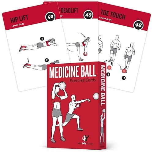 NewMe Fitness Medicine Ball Exercise Cards for Home Workouts, Workout Cards Deck for Women & Men, Beginner Fitness Guide to Training Exercises at Home or Gym - Image 1