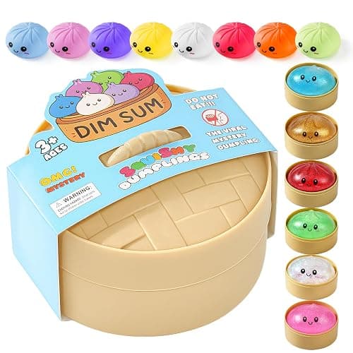 Dumpling Squeeze Toys, Squishy Mystery Box, Stress Relief for Desk Decor | Random 1 of 14 Colors, Cute Squishy Toys, Sensory Fidget Toys for Anxiety Relief, Party Favors, Birthday Gifts & Desk Toys - Image 1