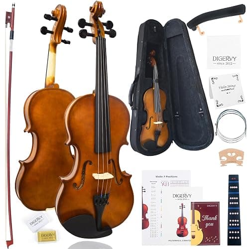 DIGERVY Violin 4/4 Full Size Kit, Violin Fiddle Set for Beginner Adults Students with Rosewood Bow, Violin Case, Shoulder Rest, Extra Strings and Bridge(Plywood, Full) - Image 1