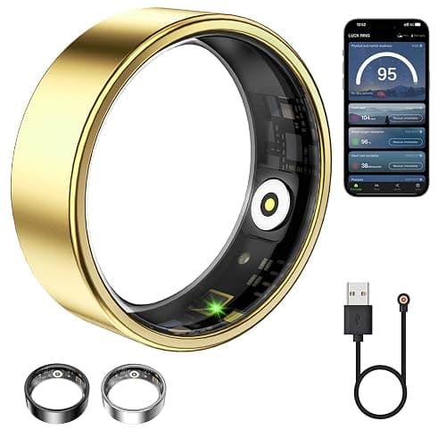 WNRTSA Smart Ring for Women & Men, Fitness Tracker with Heart Rate, Blood Oxygen, Sleep Monitoring, Long-Lasting Battery, IP68 Waterproof, No Subscription Fee (Gold, #6) - Image 1
