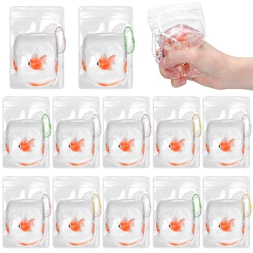 Meooeck 12 Pcs Stress Relief Cute and Fun Animal Toys for Birthday Party Christmas Stocking Stuffer Supplies Favors and Decorations for Boys and Girls(Orange,Goldfish) - Image 1