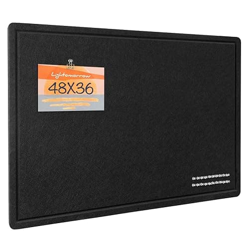 Large Bulletin Board - 48 x 36 Inches, Decorative Felt Pin Board for Wall - 4' x 3' Foldable Photo Display Board with Self-Adhesive Tape, Includes 20 Push Pins - Black - Image 1