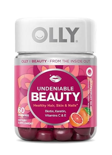 OLLY Undeniable Beauty Gummy, For Hair, Skin, Nails, Biotin, Vitamin C, Keratin, Chewable Supplement, Grapefruit, 30 Day Supply - 60 Count - 60 Count (Pack of 1) - Image 1