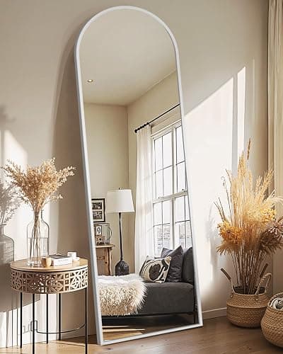 Delma Full Length Mirror, Large Floor Mirror for Wall, Bedroom, Bathroom, Living Room with Aluminium Frame (Stand, Arch 56x15, Silver) - Image 1