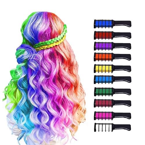 MSDADA 10 Color Hair Chalk for Girls - Hair Chalk Comb Kids Temporary Hair Color Dye - Teen Girl Gift Hair Stuff Accessories Makeup Kit Christmas Gifts Toys for Girls Age 6 7 8 9 10 11 12 13 Year Old - Image 1