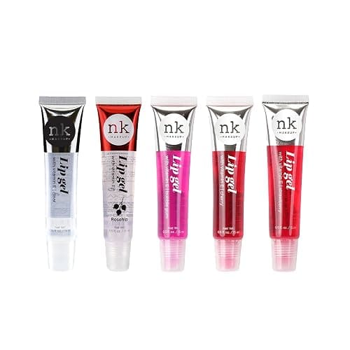 NICKA K NEW YORK VARIETY SET OF 5 NK Hydrating Lip Gel - Vitamin E (Clear, Rosehip Oil, Bubble Gum, Cherry, Strawberry) - Image 1