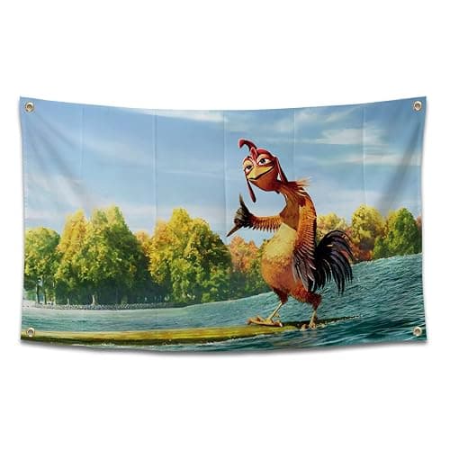 Chicken Flag Funny Poster Durable Man Cave Wall Flag with 4 Brass Grommets 3x5 Feet Tapestry for College Dorm Room Decor,Outdoor,Bedroom, Parties gifts, travel, filming,events,festivals.. high-resolution banner - Image 1