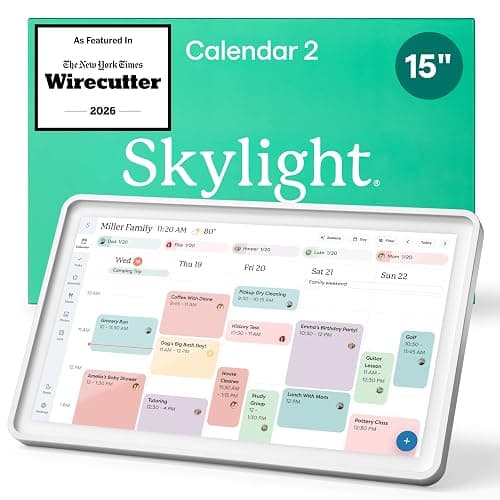 Skylight Calendar 2 - 15-inch Full HD Touchscreen Digital Calendar, Featured on Wirecutter - Wall Planner & Interactive Chore Chart, Smart Family Organizer, 16GB Storage, Wi-Fi, Wall Mount Included - Shadow Box, Silver - Image 1