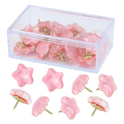 Star Push Pins - Cute Thumb Tacks with Adorable Shiny Star Design - Decorative Pushpins Perfect for Craft Projects, Scrapbooking, and DIY Decorations (Pink) - Pink - Image 1