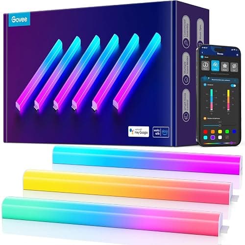 Govee Glide Wall Lights, RGBIC LED Light, Smart Gaming Light Compatible with SmartThings, RGB Lights Bar, LED Wall Lights for Bedroom, 2 Panels Set (3 Sections/Panel) - Image 1