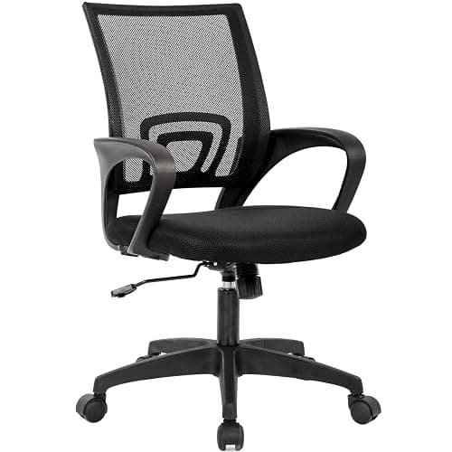 Home Office Chair Ergonomic Desk Chair Mesh Computer Chair with Lumbar Support Armrest Executive Rolling Swivel Adjustable Mid Back Task Chair for Women Adults, Black - Image 1