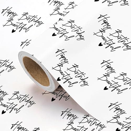 WRAPAHOLIC Birthday Wrapping Paper for Women - Mini Roll - 17 Inch x 16.5 Feet - Happy Birthday Beautiful Wrapping Paper for Special Friend, Girlfriend, Wife - Image 1