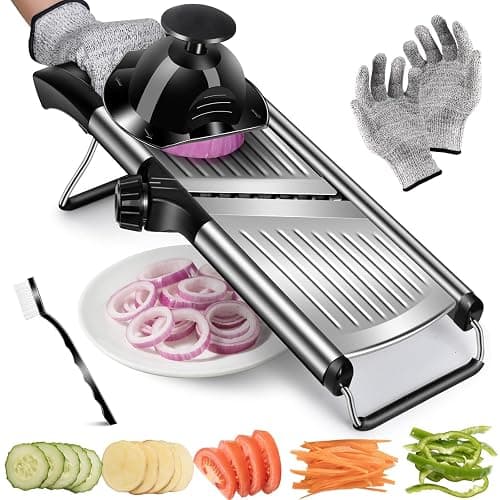 Pawchop Handheld Mandolin, 5 in 1 Mandoline Vegetable Slicer, Safety Vegetable Slicer for Julienne Cutter Peeler, Stainless Steel Onion Slicer Potato Slicer, Vegetable Cutter Chopper - Image 1