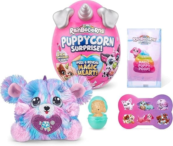 Rainbocorns Puppycorn Surprise Series 2 (Komon) by ZURU, Collectible Plush Stuffed Animal, Surprise Egg, Scratch n Sniff Sticker, Color Mix Slime, Ages 3+ for Girls, Children - Image 1