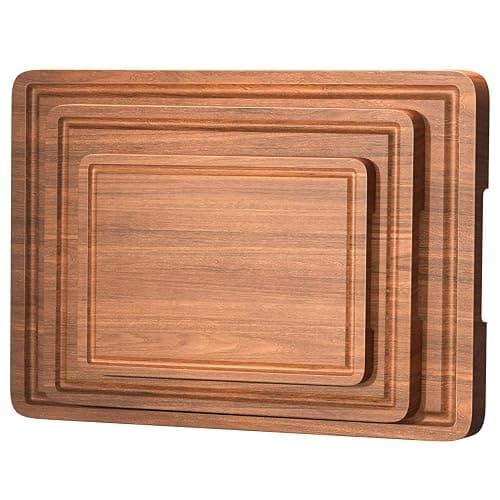 Acacia Wood Cutting Boards Set with Juice Groove & Handles for Kitchen 3-Piece Charcuterie Chopping Board for Meat Cheese Fruits Vegetables - Image 1
