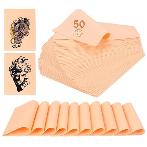 TUXIYA 50Pcs Blank Tattoo Skin, Double Sided Blank Tattoo Practice Skins | 7.5x5.7in Fake Skin,for Tattooing and Eyebrow Practice – Suitable for Beginners and Experienced Artists - Image 1