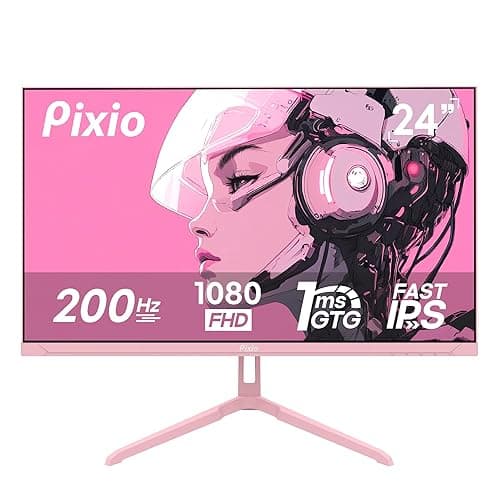 Pixio PX248 Wave Pink 24 inch 200Hz Refresh Rate FHD 1080p Resolution Fast IPS Panel 1ms GTG Response Time Built-in Speakers Gaming Monitor with Adaptive Sync - Image 1