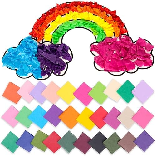 Tissue Paper Squares – 1x 1 inch for Arts and Crafts - 3000 Pcs in 30 Assorted Colors, JroyJoy Rainbow Tissue Mosaic Squares for Arts Craft DIY Scrapbooking Scrunch Art Classroom Activities - Image 1