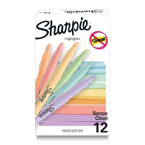 Sharpie Pocket Highlighters, Mild Pastel Colors, Assorted, Chisel Tip, 12 Count - School, Home, and Office Use, Teacher Supplies - Image 1