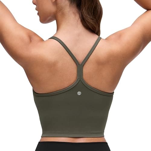 CRZ YOGA Butterluxe Y Back Crop Tank Tops for Women - Spaghetti Straps Racerback Padded Yoga Workout Longline Sports Bras - Image 1