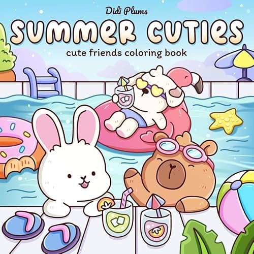 Summer Cuties: Cute Coloring Book for Adults & Teens Featuring Adorable Animal Friends in Cozy Summer Scenes for Relaxation - Image 1