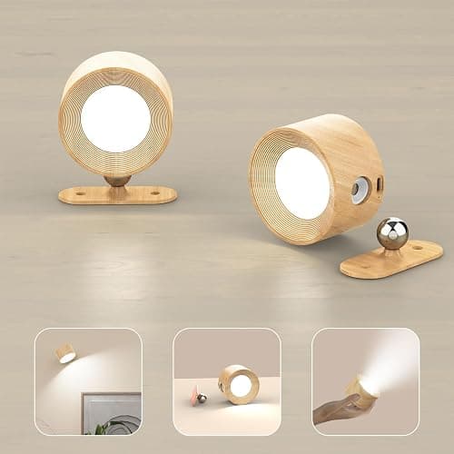Koopala 2PACK LED Wall Lamps with Rechargeable Battery Operated, Wall Mounted Lights with 3 Brightness 3 Color Temp Removable Charging 360°Rotate Magnetic, Cordless Wall Sconces for Reading Bedside - Image 1
