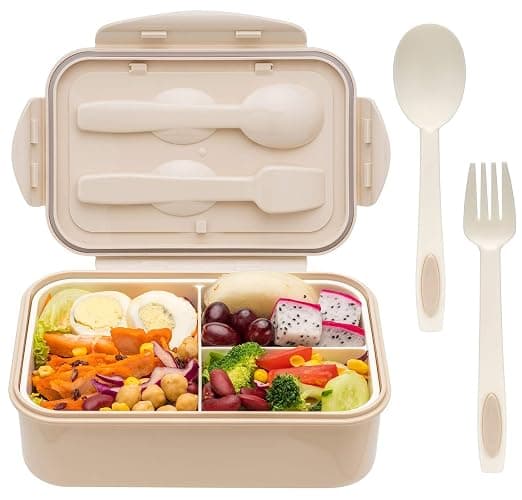 LOVINA Bento Box for Adults and Kids - 1400ML Portable, Lightweight, Easy to Carry Meal Holder with Spoon & Fork, Durable, Leak-Proof, BPA-Free and Food-Safe Materials - Image 1