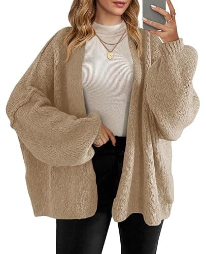 Saodimallsu Womens Oversized Cardigan Sweaters Open Front Chunky Knit Casual Long Lantern Sleeve Fall Sweater Coats - Image 1