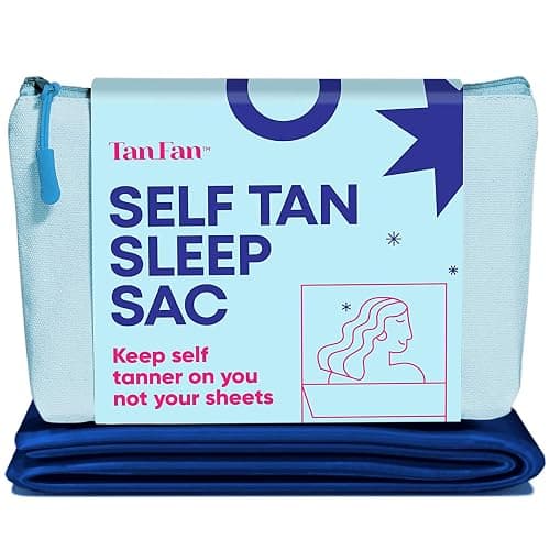 Tan Fan Self Tan Sleep Sac - Keep Sheets Clean from Self Tanner Stains - 100% Cooling Silky Poly Sleeping Sack - Won’t Rub or Absorb Tanning Lotion - Lightweight Large w Foot Openings (Navy) - Image 1