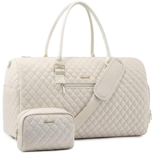 LOVEVOOK Travel Duffle Bag, Weekender Bag for Women with Toiletry Bag, Carry on Overnight Bag with Shoe Compartment, Gym Duffel Bag with Wet Pocket, Mommy Hospital Bags for Labor and Delivery - could use some sort of big duffle for travel, this one is cute or open to others - Image 1