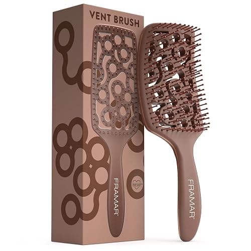 FRAMAR Professional Vented Hair Brush – Curved Hair Brush For Blow Drying, Wet Paddle Brush For Hair, Vent Brush For Blow Drying, Wet Hairbrush For Women – Heat Resistant – Chocolate - Image 1