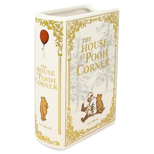 Steel Mill & Co Original Book-Shaped Decorative Vase, Ceramic Vases for Home Decor, Cute Bookshelf Decor, Unique Vase for Book Lovers (Large - The House at Pooh Corner) - Image 1