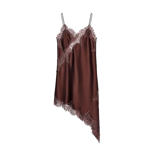 Women's Satin Lace Dress Asymmetric Cocktail Mini Dress Layering Essentials Elegant Dresses Date Night Outfits - Image 1