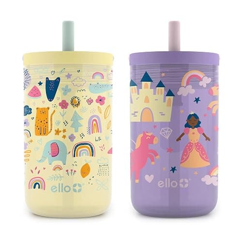Ello Bop 2-Pack 12oz Kids Plastic Tumbler Set with Carry Loop | Leak-Proof Slider Lid | Removable Spill Resistent Soft Straw | BPA-Free - Image 1